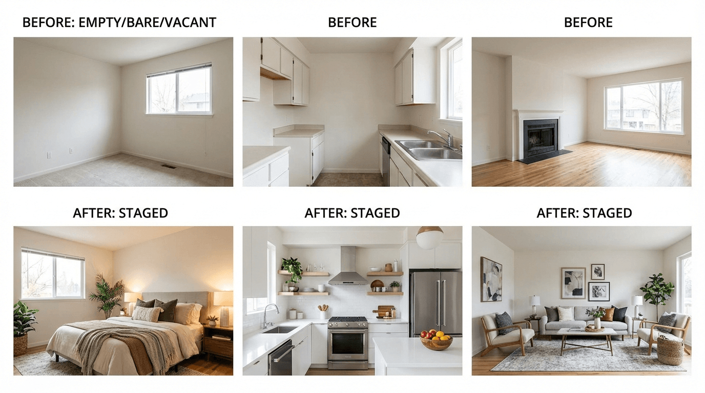Antes/despues: ejemplos de home staging virtual con IA